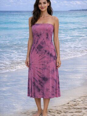 Pink Tie-Dye Skirt or Bandeau Dress In Fuchsia & Purplish Grey Tones (C53)